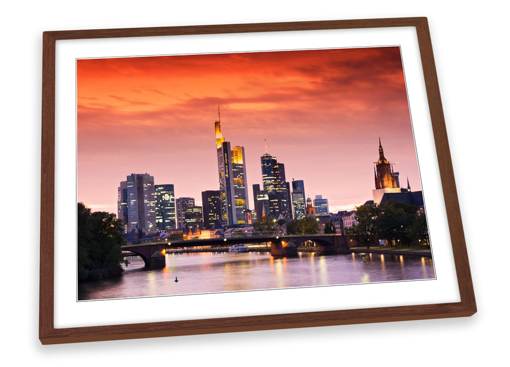 Frankfurt Skyline Sunset Framed