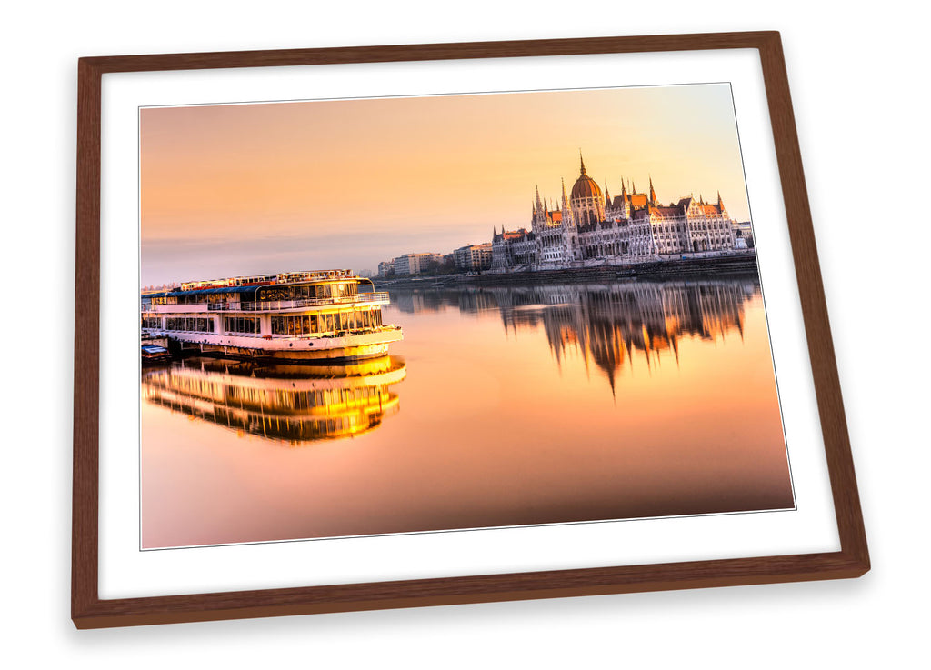 Budapest Hungary Sunset Orange Framed