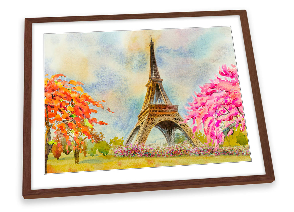 Eiffel Tower Pink Floral Framed