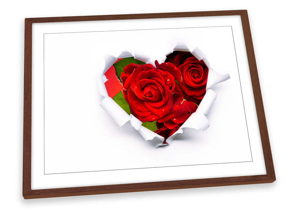 Red Roses Love Heart Framed
