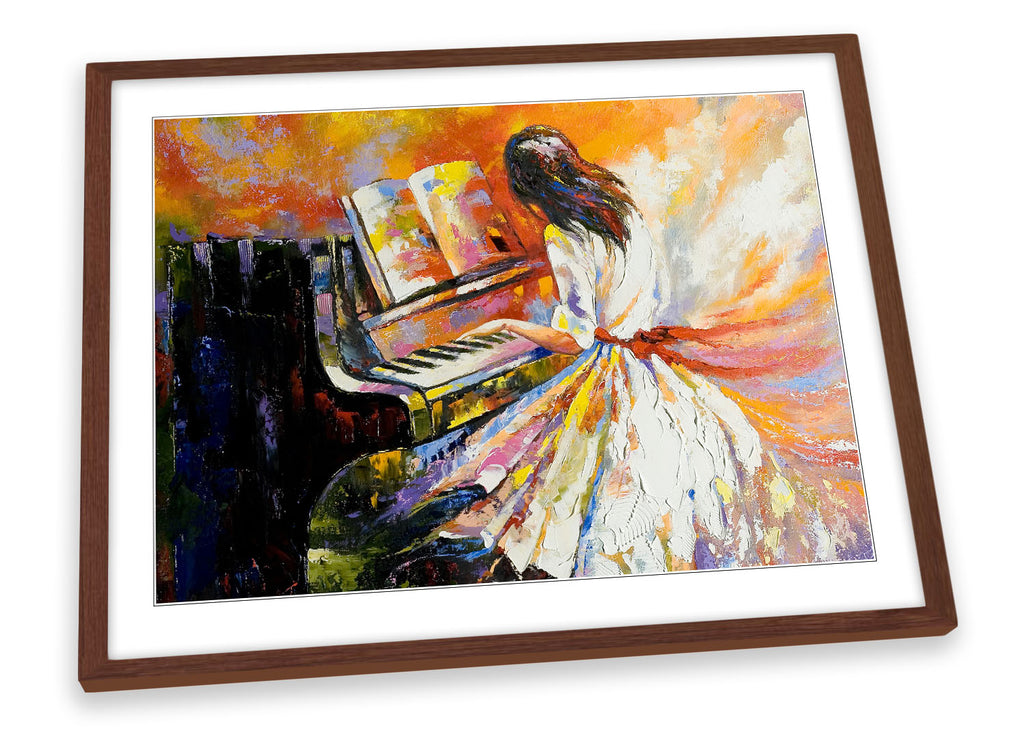 Piano Girl Dress Woman Music Framed