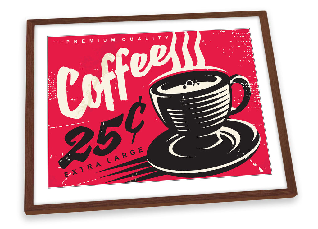 Coffee Retro Kitchen Sign Red Framed