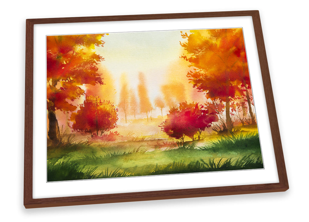 Orange Landscape Autumn Framed