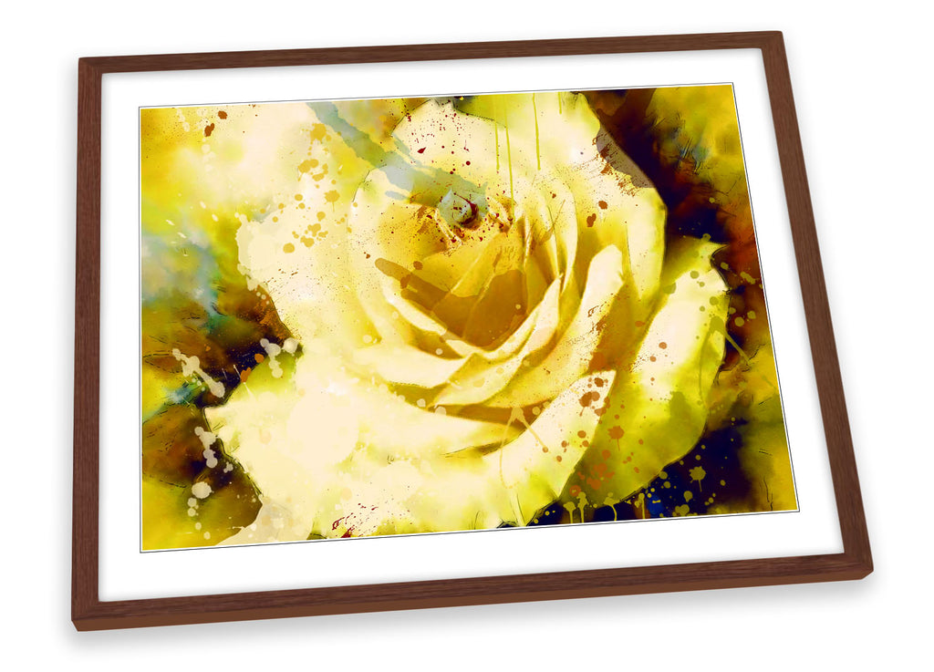 Yellow Rose Floral Abstract Framed