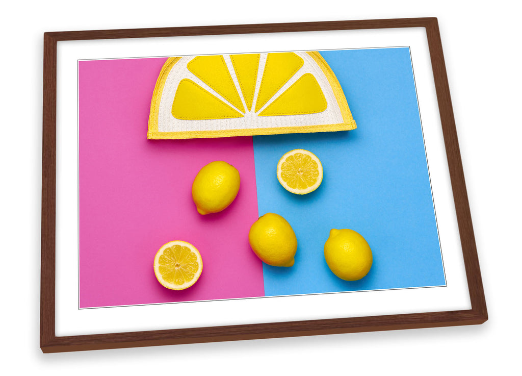 Lemon Slices Fruit Kitchen Multi-Coloured Framed