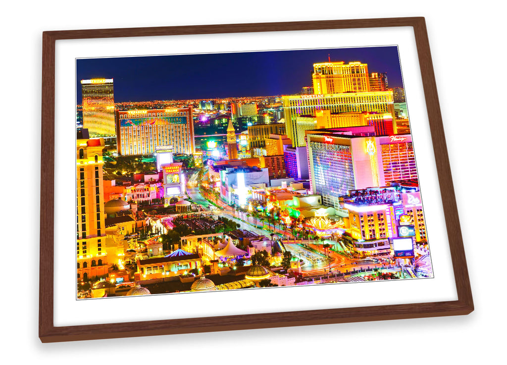 las Vegas Strip Skyline City Multi-Coloured Framed