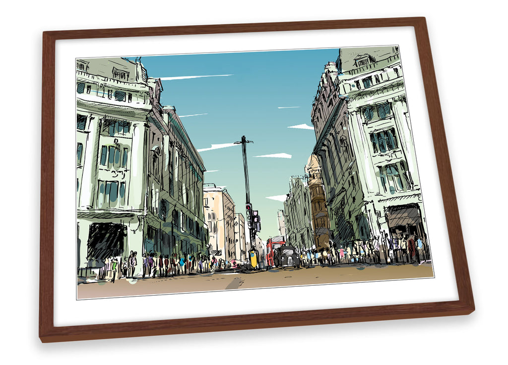 London Regent Street Multi-Coloured Framed