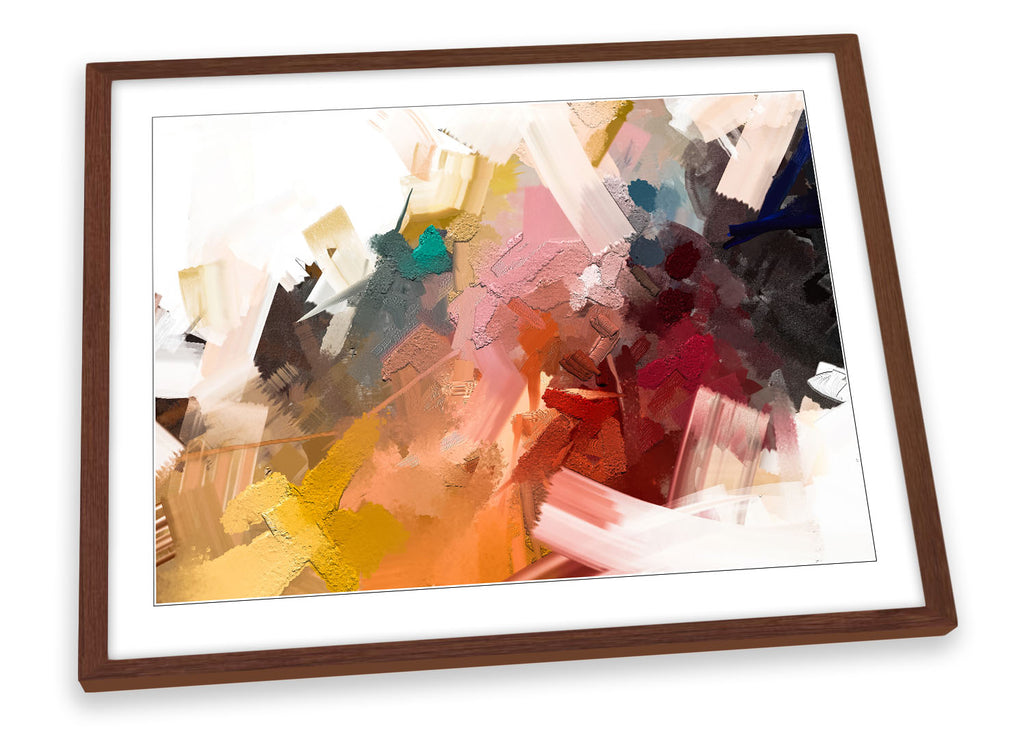 Paint Strokes Abstract Multi-Coloured Framed