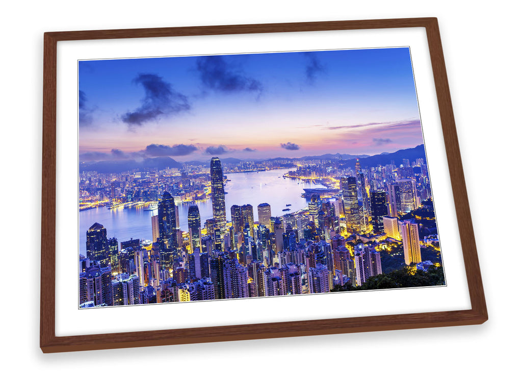Hong Kong City Harbour Sunset Framed
