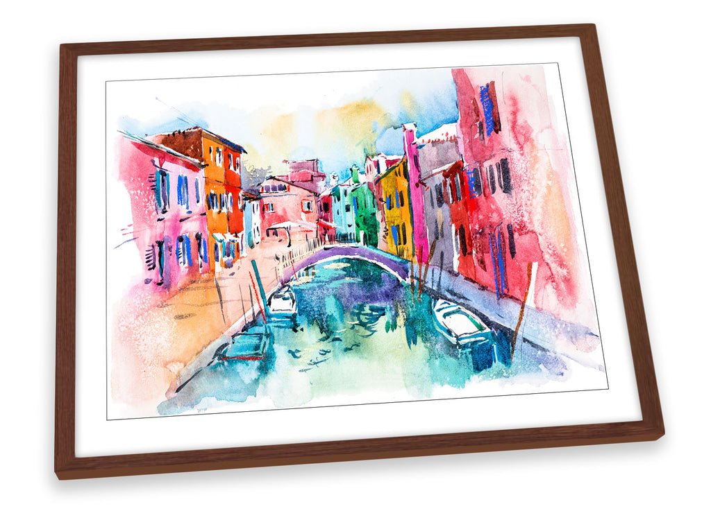 Venice Italy Modern Multi-Coloured Framed