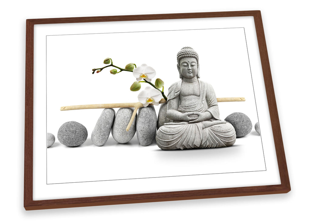 Buddha Monk Zen Stones Grey Framed
