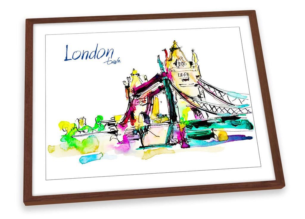 London Tower Bridge Multi-Coloured Framed