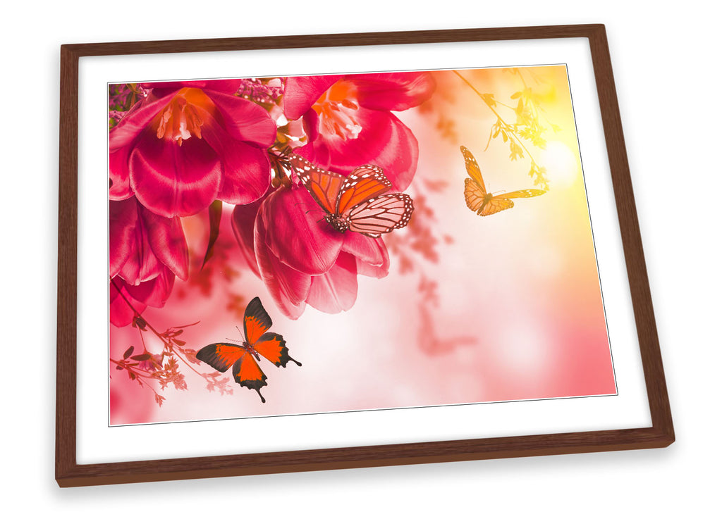 Butterfly Floral Flowers Framed