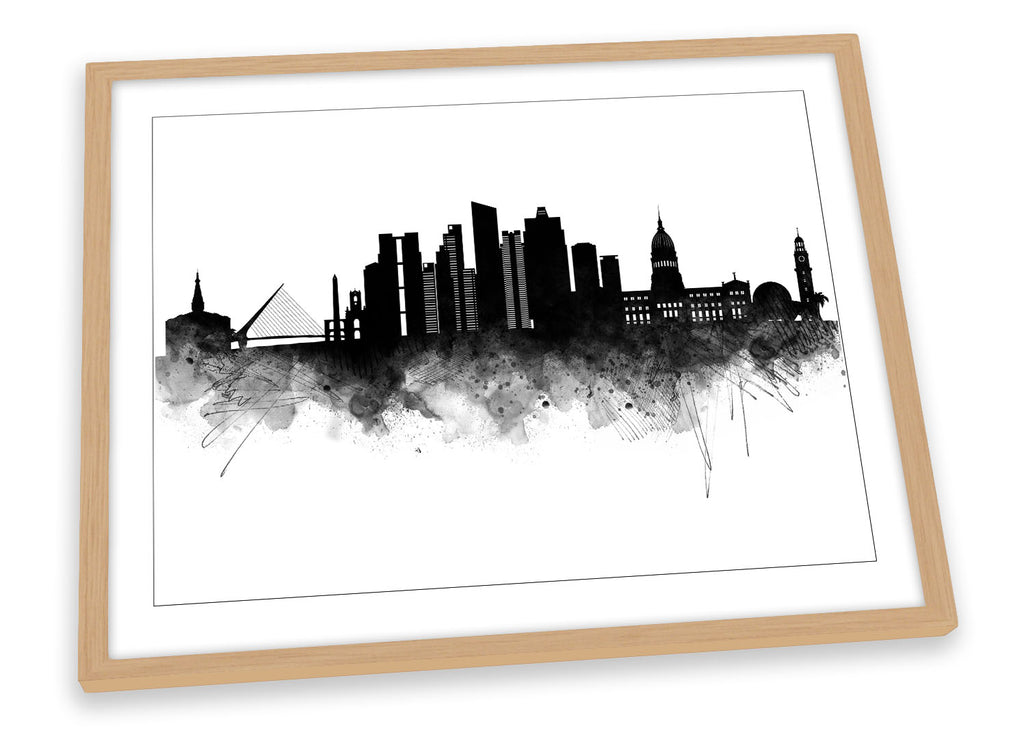 Buenos Aires Abstract City Skyline Black Framed