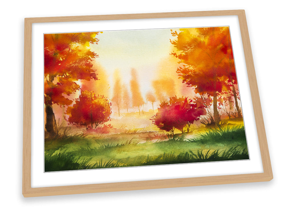 Orange Landscape Autumn Framed