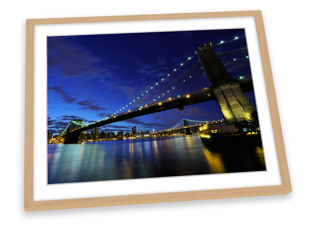 Brooklyn Bridge Night New York City Framed