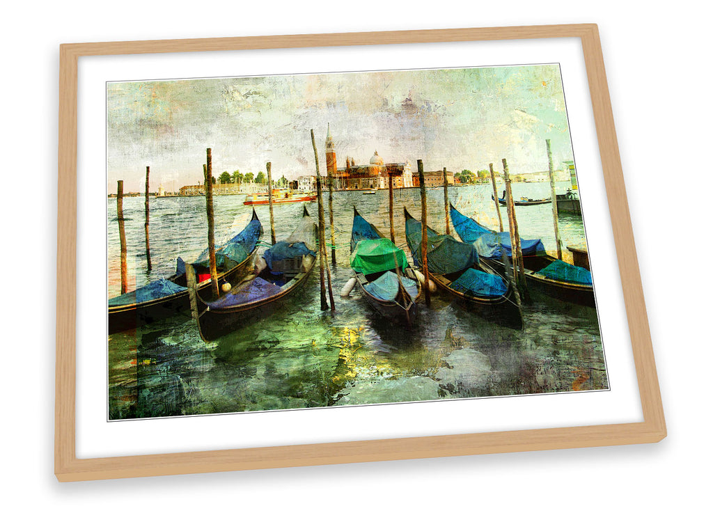 Venice Italy Gondolas Distressed Framed