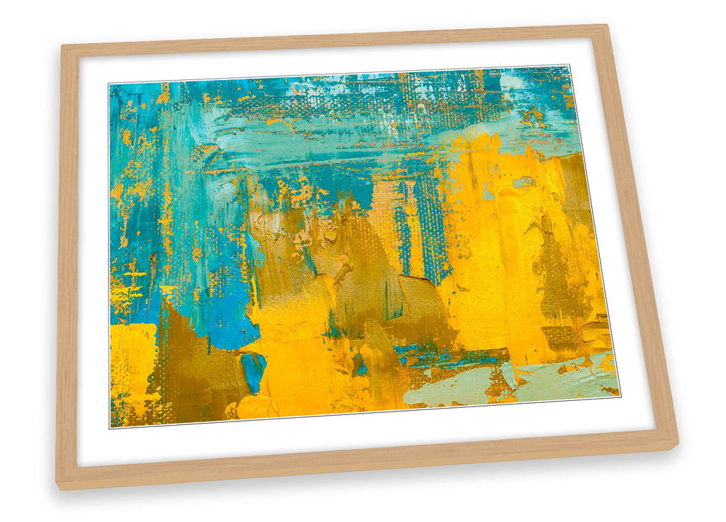 Turquoise Yellow Abstract Grunge Framed