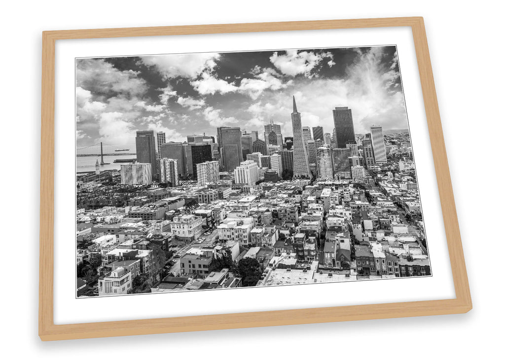 San Francisco Skyline City Black & White Framed