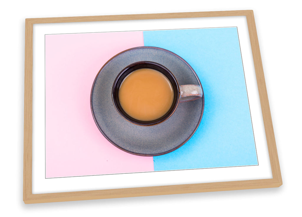 Coffee Pink Blue Kitchen Framed