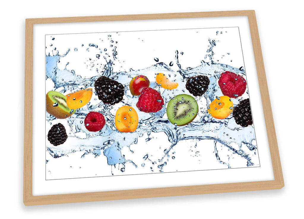 Fresh Fruit Splash Kitchen Multi-Coloured Framed