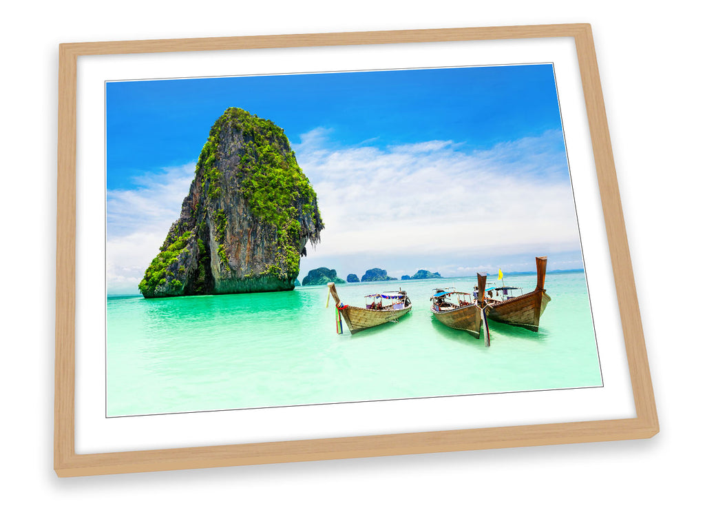 Paradise Beach Boats Thailand Framed