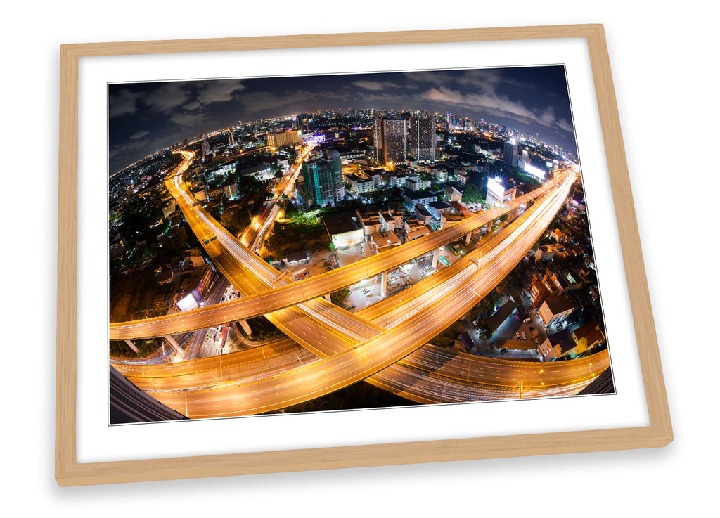 Bangkok Highway City Skyline Framed