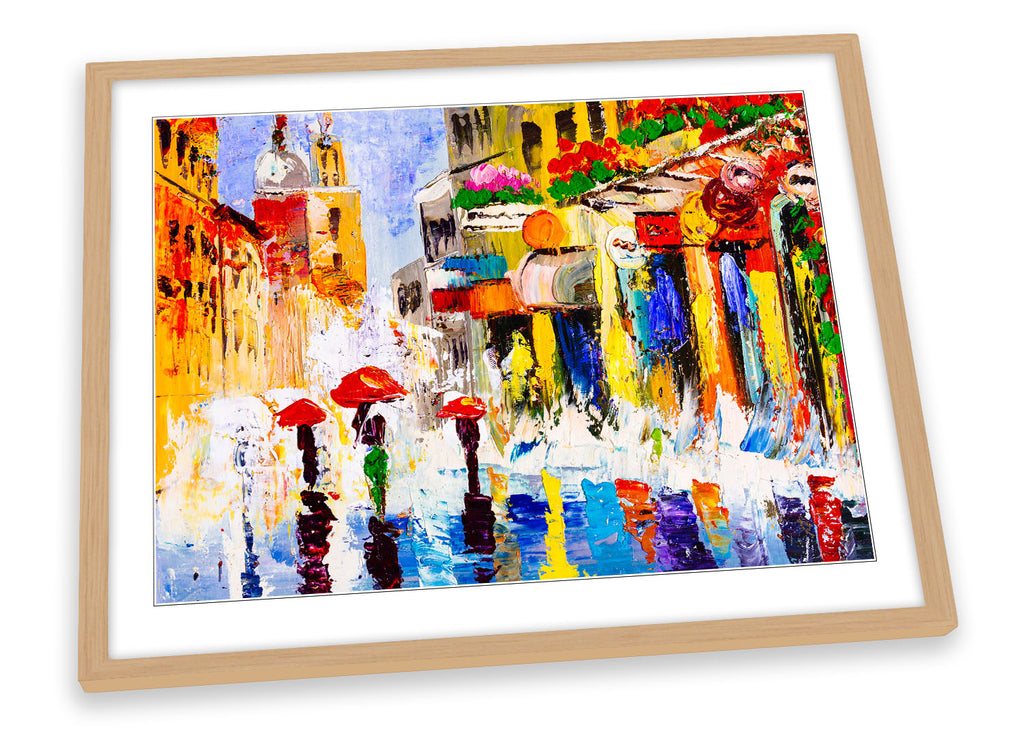 Umbrellas Modern City Multi-Coloured Framed