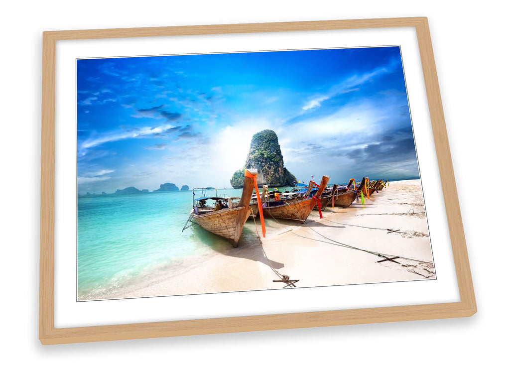 Thailand Beach Boat Sunset Framed