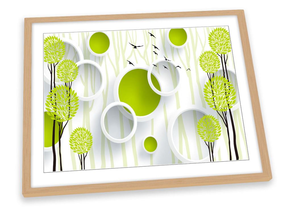 Abstract Floral Circles Green Framed