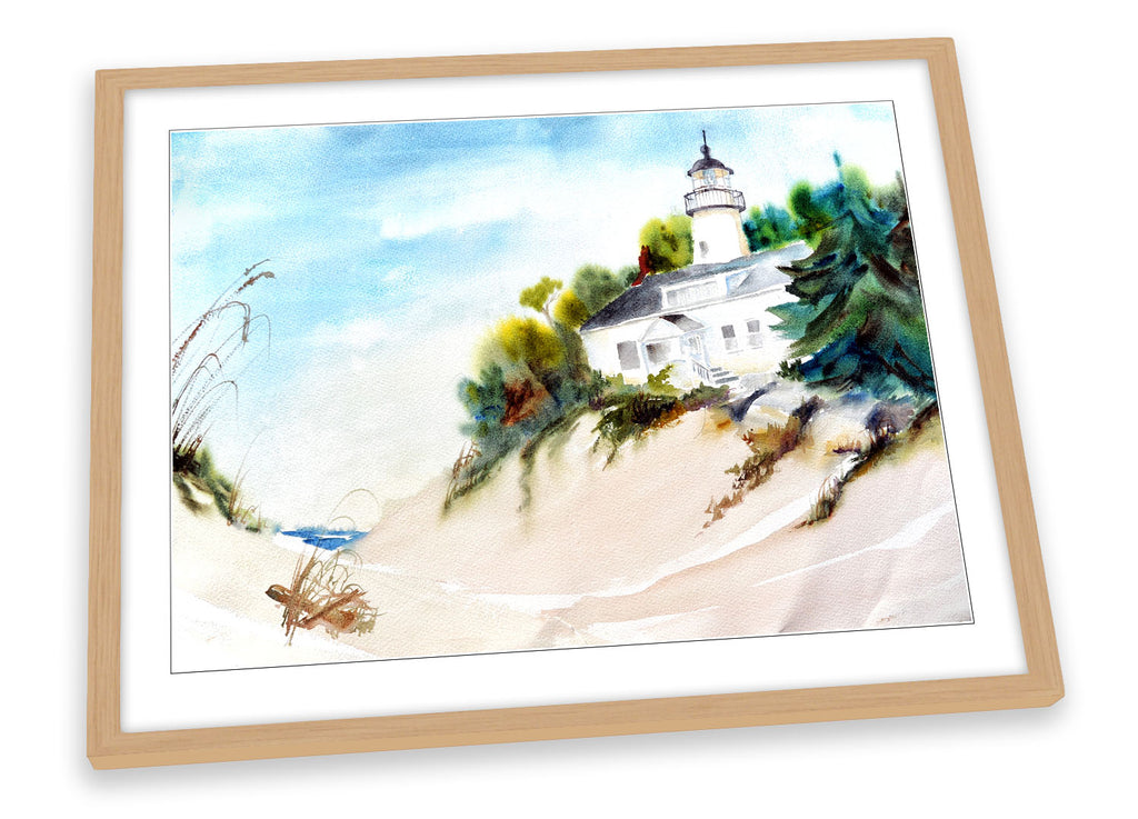 Beach Seaside Watercolour Repro Framed