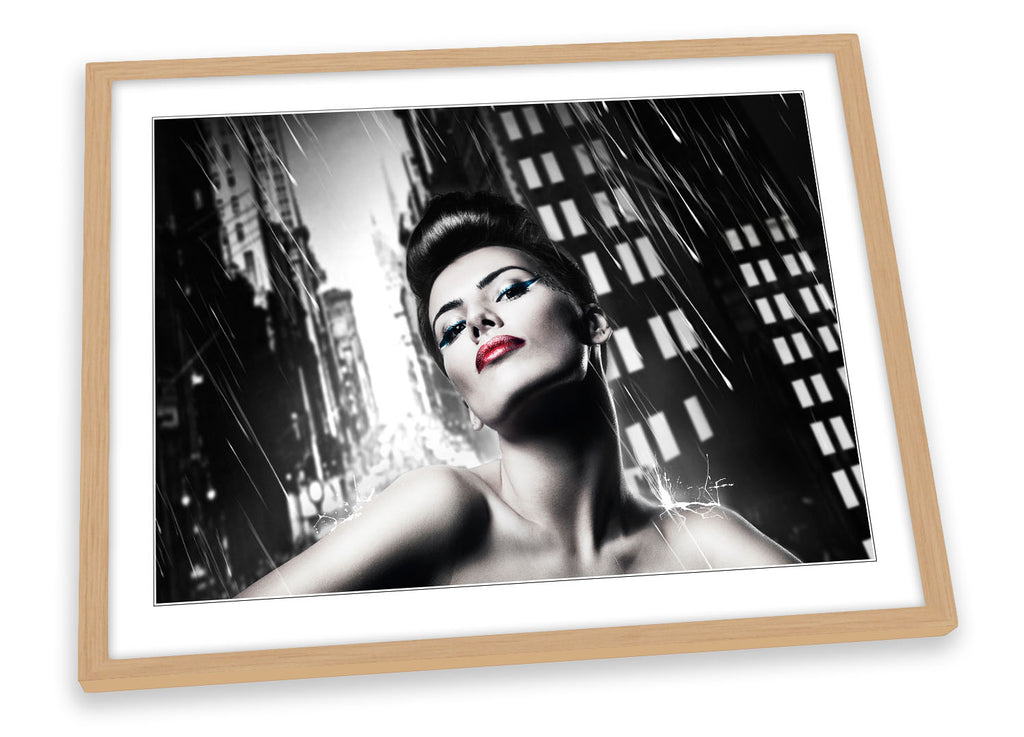 Sexy Woman Lipstick City Black & White Framed