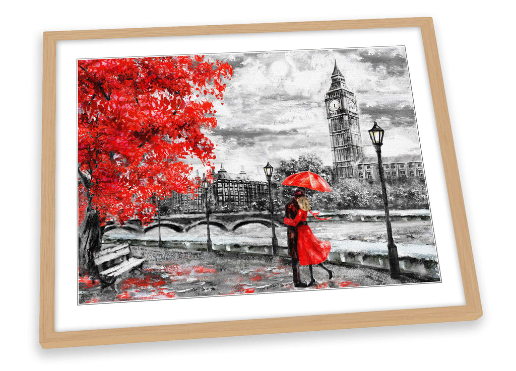 London Umbrella Blossom Floral Red Framed