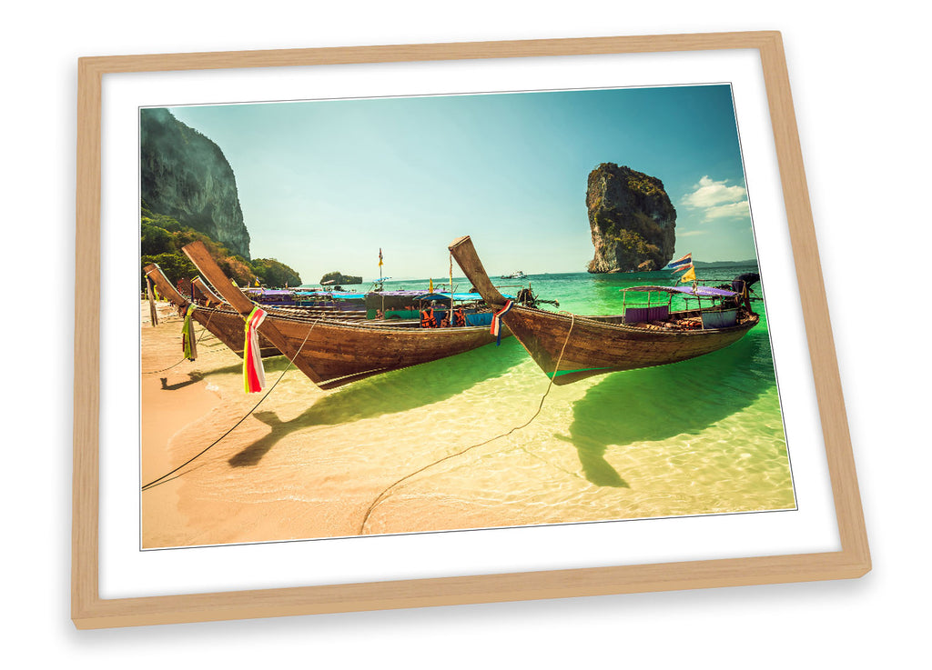 Thailand Beach Krabi Boats Framed