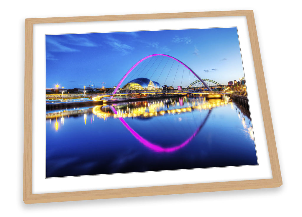 Newcastle River Tyne Bridges Sunset Framed