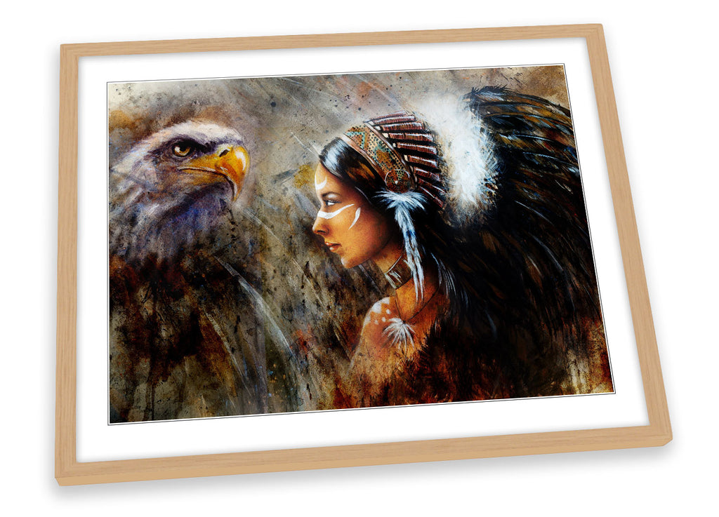 Eagle Hawk Tribal Headdress Brown Framed
