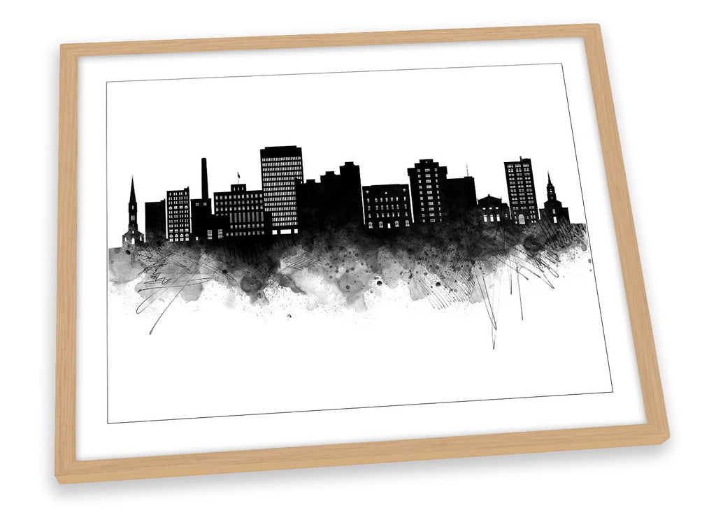 Utica Abstract City Skyline Black Framed