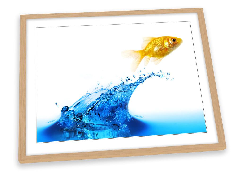 Goldfish Wave Jump Blue Framed