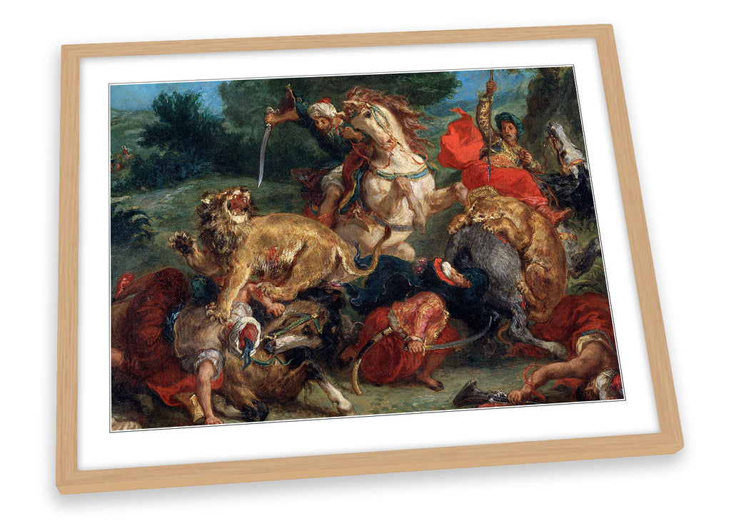 Eugene Delacroix Lion Hunt Framed