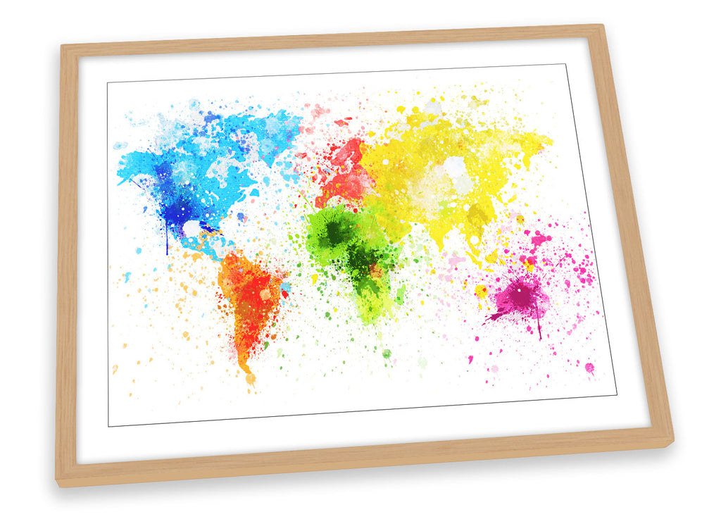 Map of the World Splatter Framed