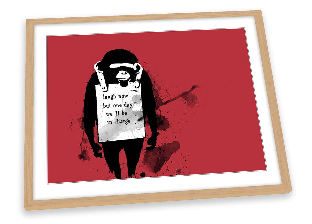 Banksy Laugh Now Monkey Framed