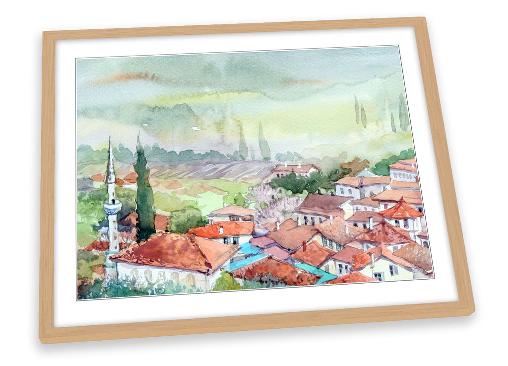 Mediterranean Village Landscape Framed