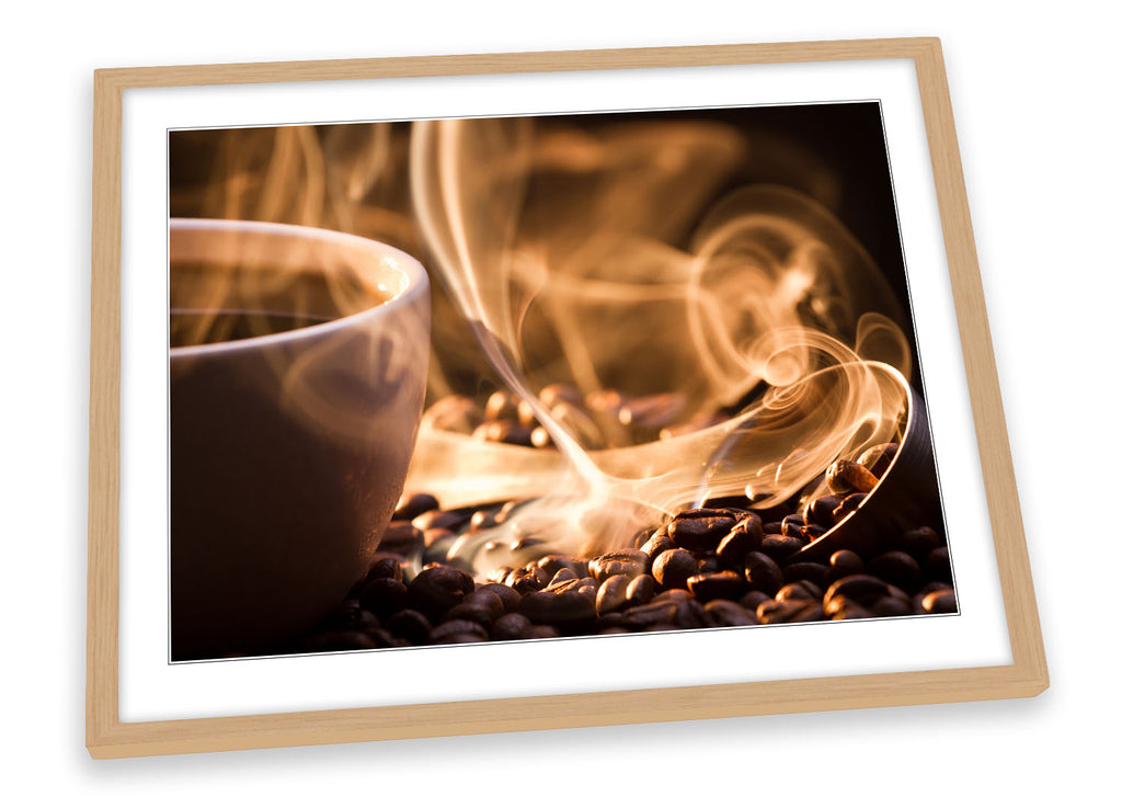 Brown Hot Coffee Kitchen Framed
