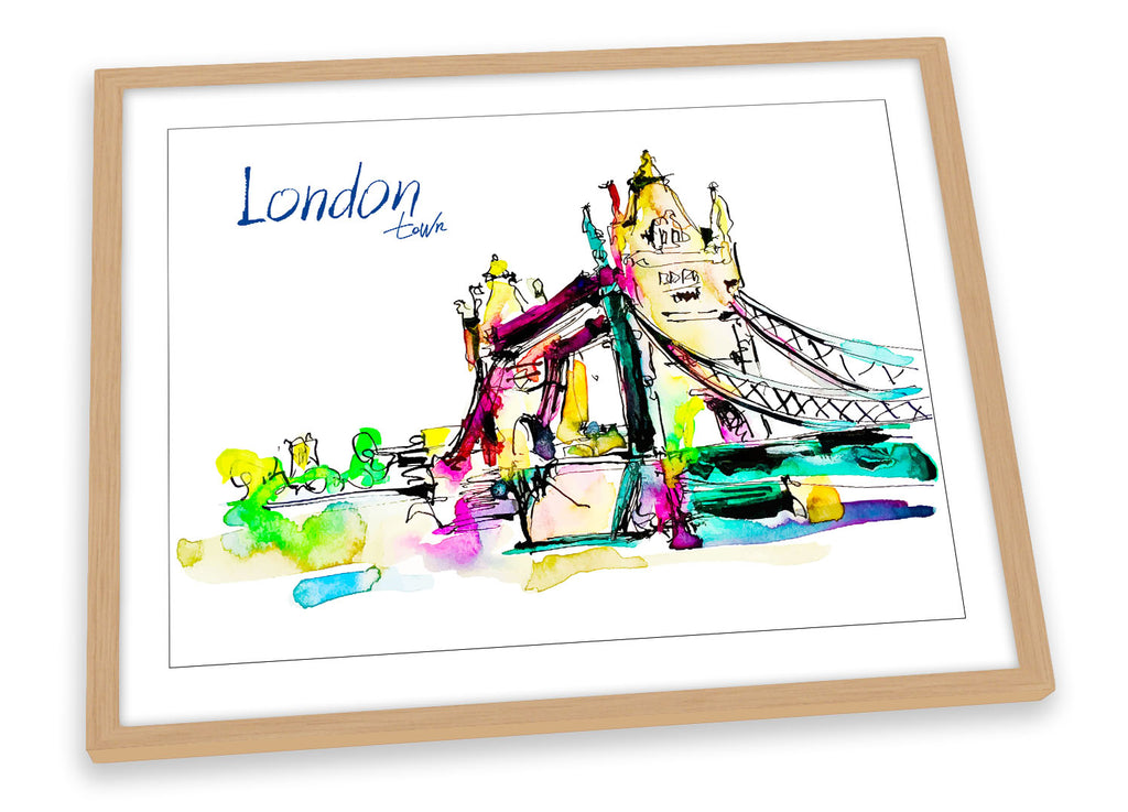 London Tower Bridge Multi-Coloured Framed