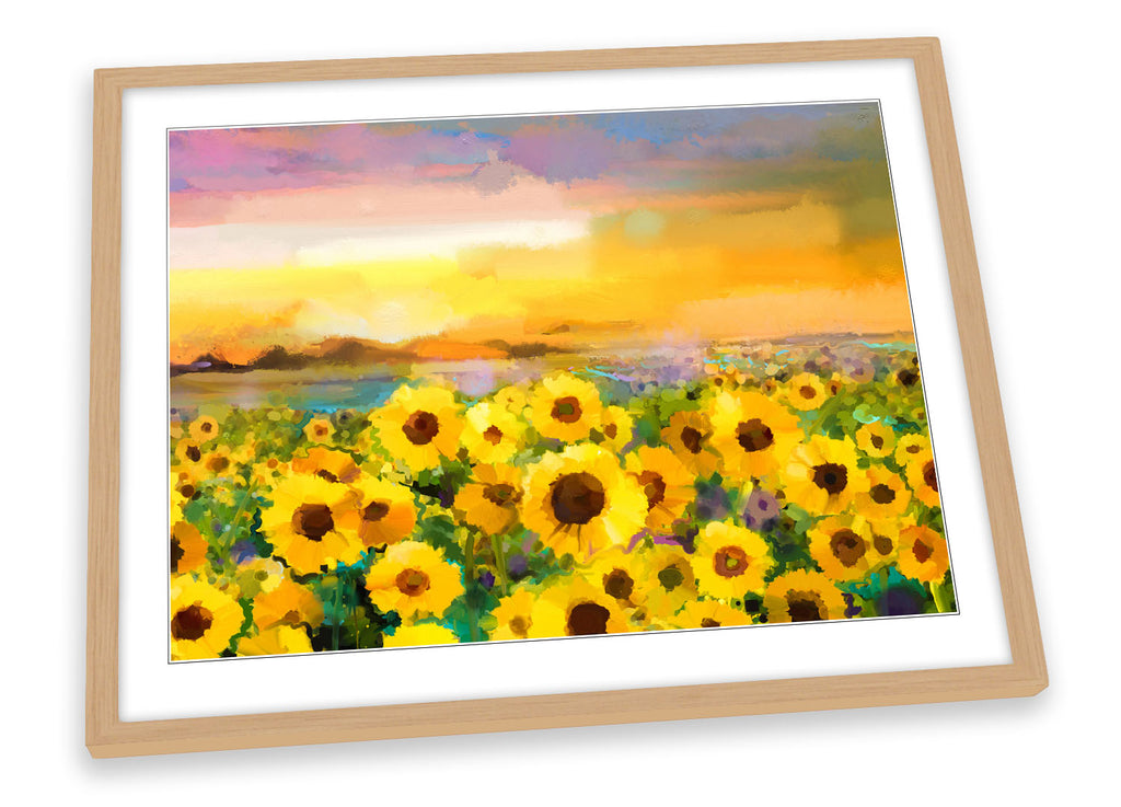 Sunflower Yellow Sunset Repro Framed