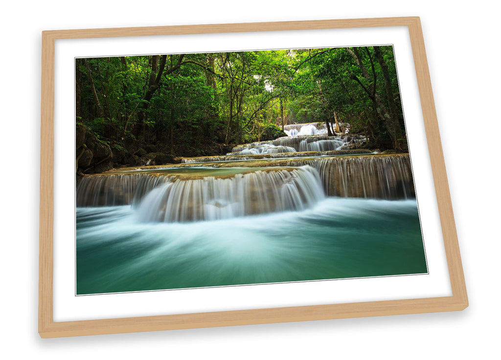 Thailand Forest River Waterfall Framed