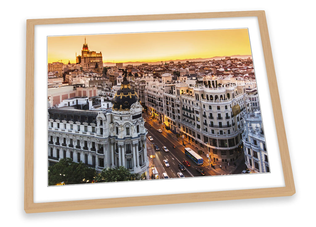 Madrid City Sunset Spain Framed