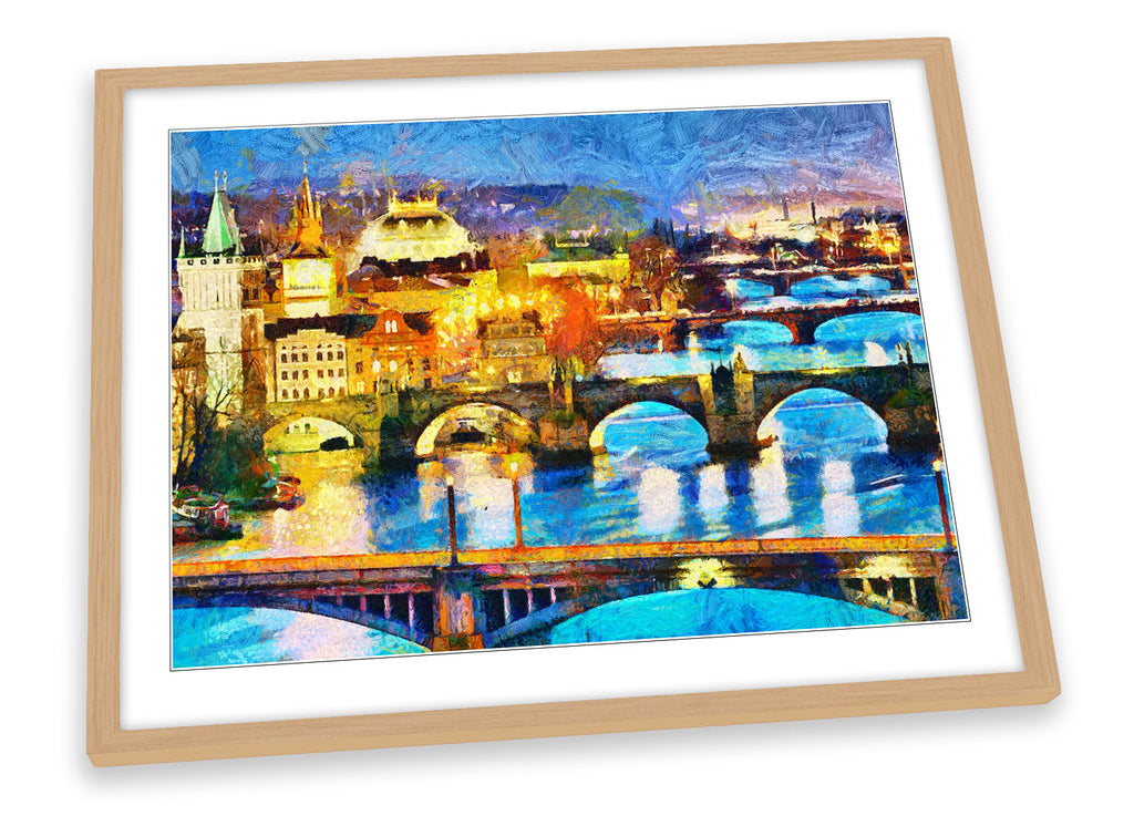 Prague Night City Paint Repro Framed