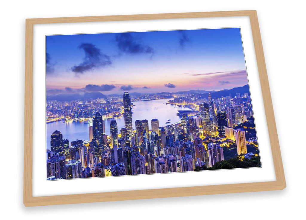 Hong Kong City Harbour Sunset Framed