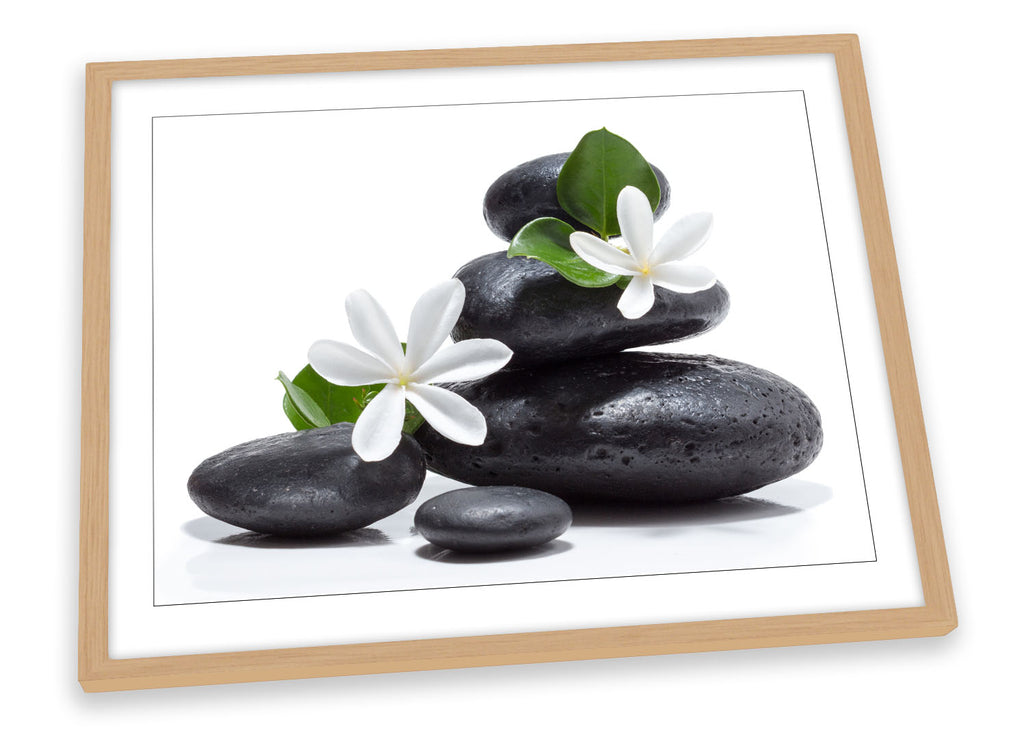 Floral Zen Stones Framed